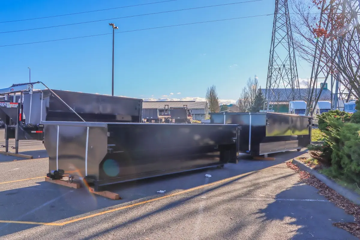 Roll-off dumpster ready for waste disposal at job site for Construction Dumpster Rental in Longwood
